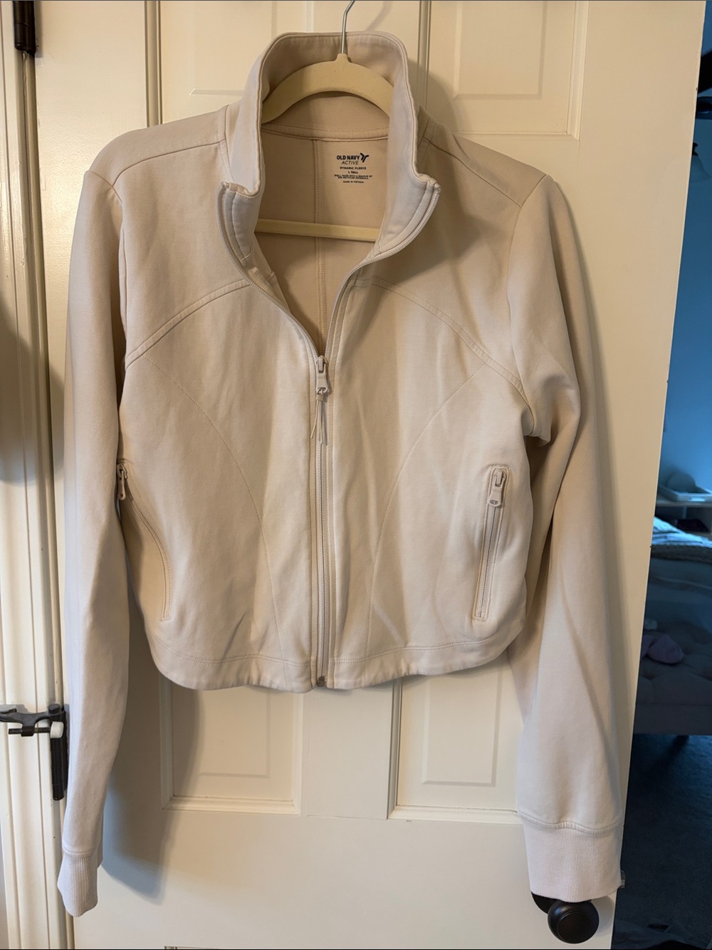 Old Navy Cream Zip-Up Athletic Jacket